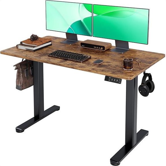 Claiks Electric Standing Desk: Adjustable Sit-Stand 24x48 Black/Rustic Brown