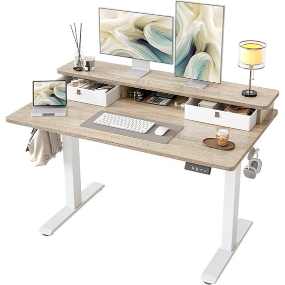 TIQLAB Adjustable Standing Desk with Drawers (48x24)