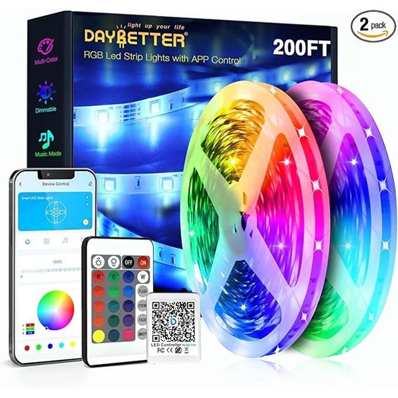 DAYBETTER 200 ft LED Strip Lights with App Control