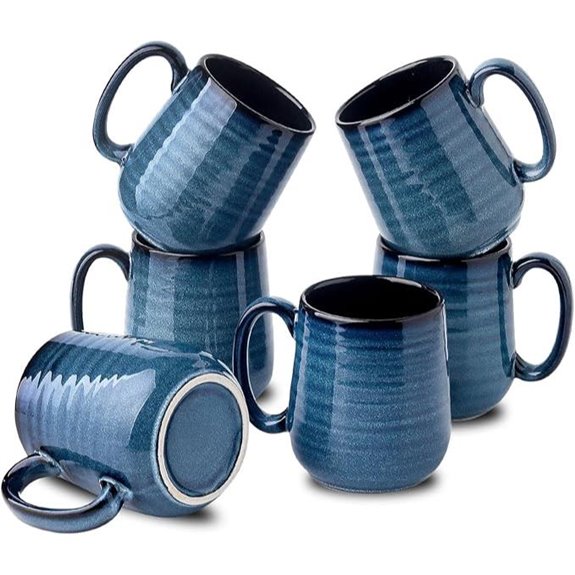 Hasense 6-Pack 12oz Ceramic Coffee Mugs Blue