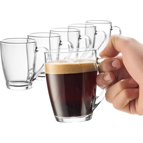 Bormioli Rocco 6-Pack Glass Coffee Mugs 10¾ oz