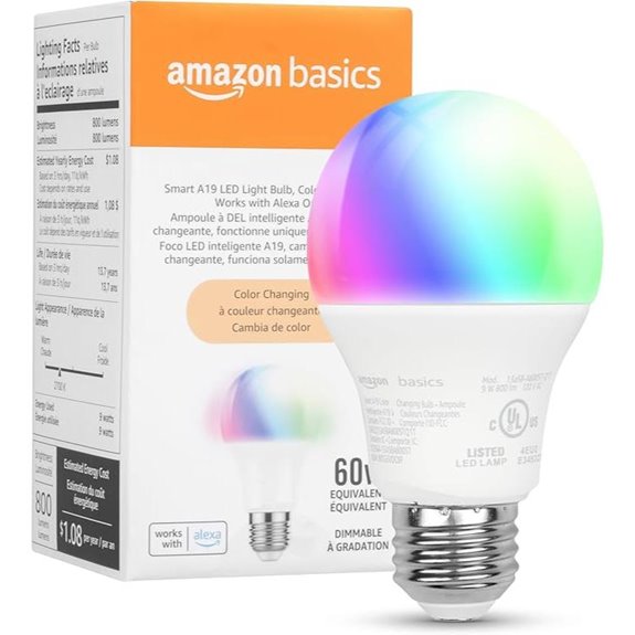 Amazon Basics Color-Changing A19 LED Bulb (1-Pack)