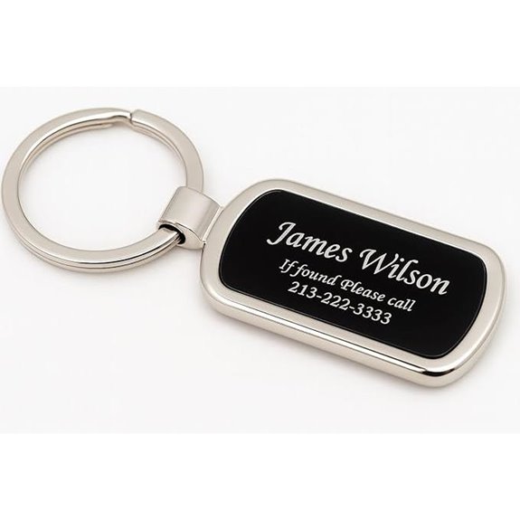 Personalized Engraved Metal Keychain with Name & Contact Info