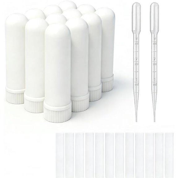 12 Essential Oil Inhaler Sticks + Pipette Droppers