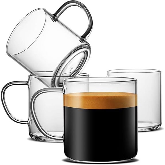 Luxu Glass Coffee Mugs Set (4) 14 oz Heat Resistant