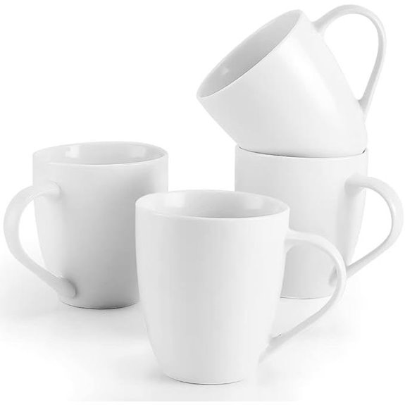 Mfacoy White Coffee Mugs Set of 4