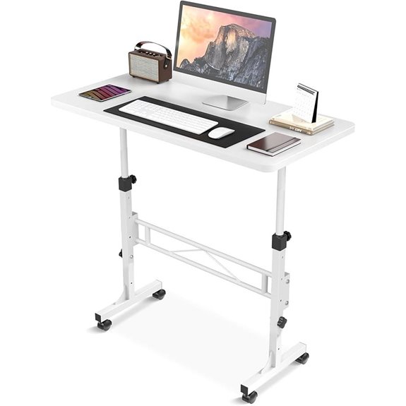 Adjustable 32 Standing Desk on Wheels White