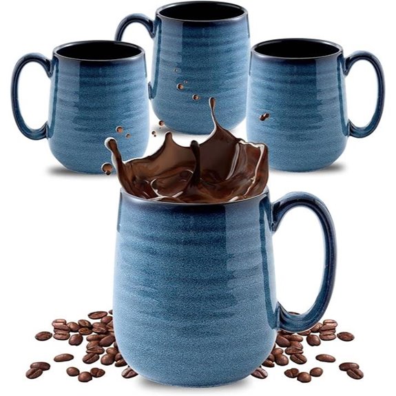 HASENSE 4-Piece 15oz Porcelain Coffee Mugs Set Navy