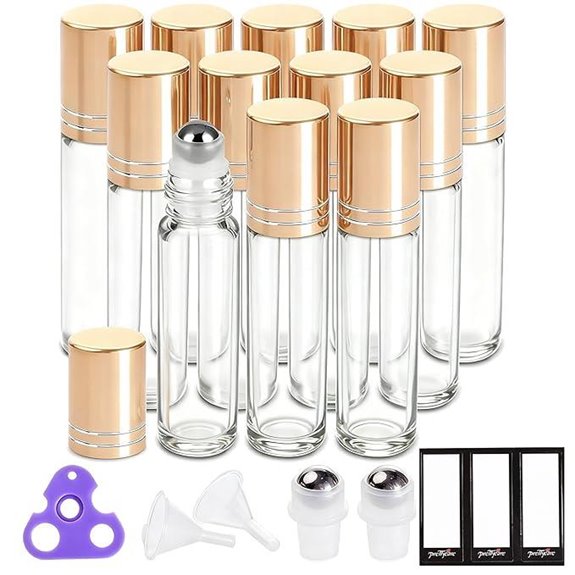 Essential Oil Roller Bottles 12-Pack Refillable Glass Roll-ons