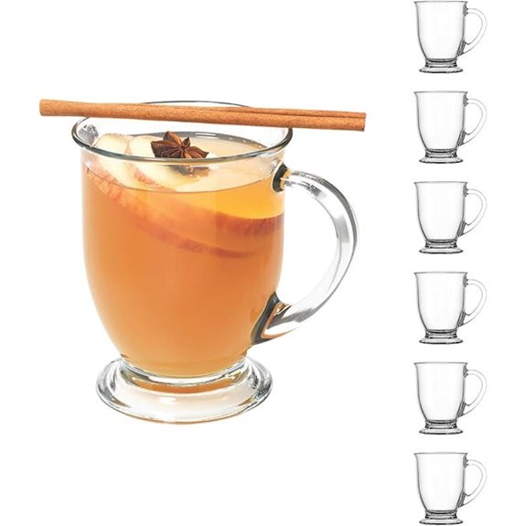 Anchor Hocking Café Glass Coffee Mugs 16 oz Set of 6